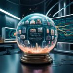a glass ball with a screen inside showing the analysing of data by ai in digital marketing